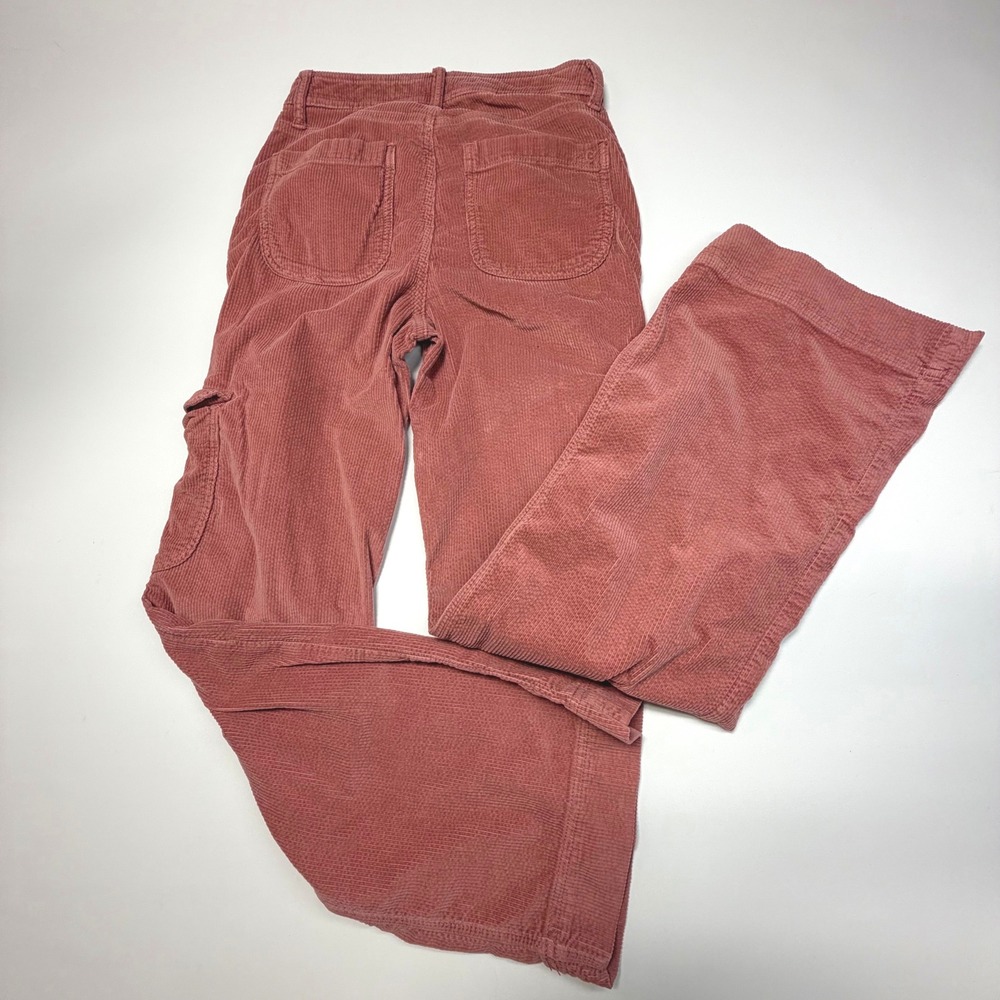 American Eagle Stretch Corduroy Cargo Pants Women's Dusty Rose Mauve Size 00 Reg - Picture 7 of 8